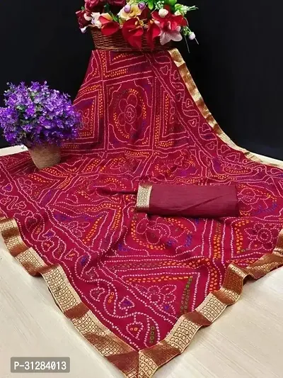 Stylish Georgette Maroon Printed Saree with Blouse Piece For Women-thumb0