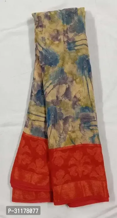 Stylish Chiffon Multicoloured Printed Saree with Blouse piece For Women-thumb0