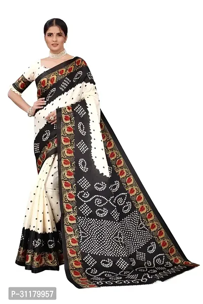 Elegant Black Cotton Saree with Blouse piece For Women-thumb0