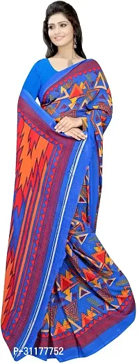 Stylish Georgette Multicoloured Printed Saree with Blouse piece For Women-thumb0