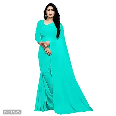 Elegant Green Pure Georgette Saree with Blouse piece For Women