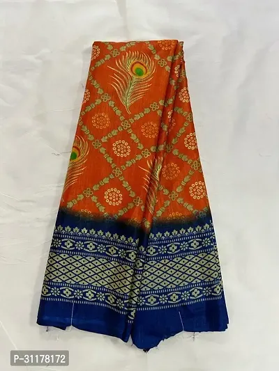 Stylish Cotton Silk Orange Printed Saree with Blouse piece For Women-thumb0