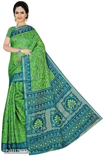 Elegant Multicoloured Cotton Silk Saree with Blouse piece For Women-thumb0