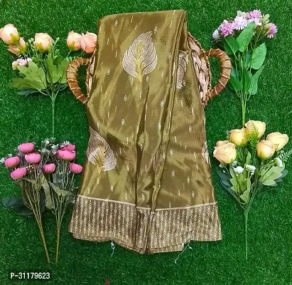 Elegant Green Crepe Saree with Blouse piece For Women