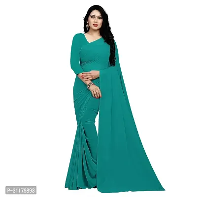 Elegant Green Georgette Saree with Blouse piece For Women-thumb0