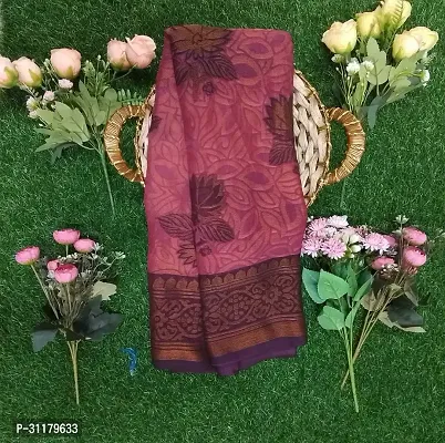 Elegant Magenta Brasso Saree with Blouse piece For Women-thumb0