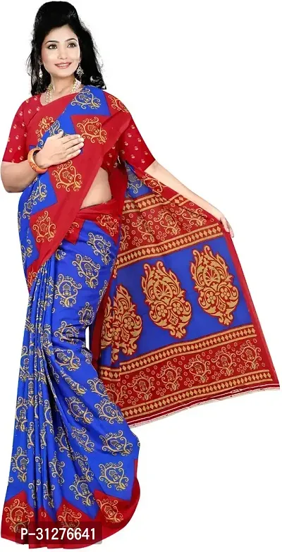 Stylish Georgette Multicoloured Printed Saree with Blouse Piece For Women-thumb0