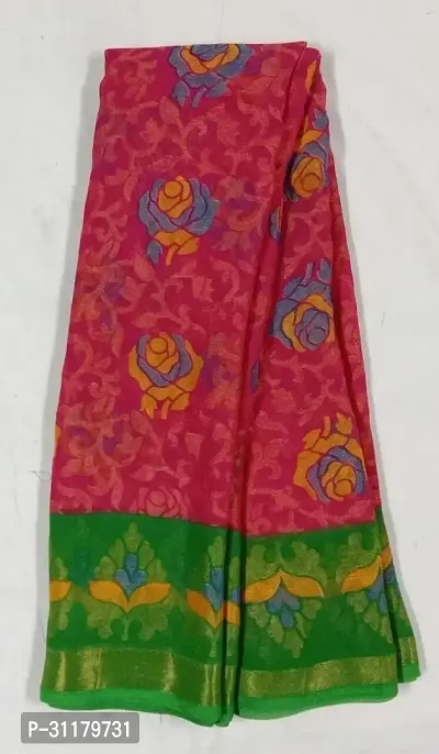 Elegant Multicoloured Brasso Saree with Blouse piece For Women-thumb0