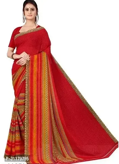 Elegant Multicoloured Georgette Saree with Blouse piece For Women-thumb0