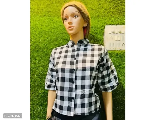Fancy Cotton Blend Checked Shirt For Women