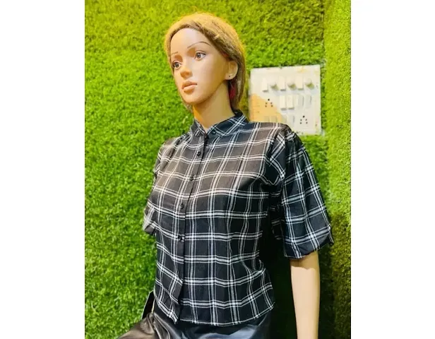 Fancy Blend Checked Shirt For Women