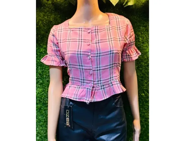 Fancy Blend Checked Top For Women