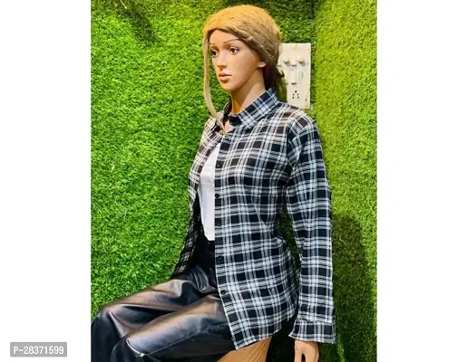 Fancy Cotton Blend Checked Shirt For Women-thumb0