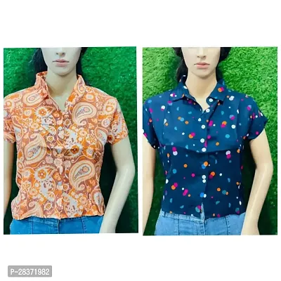 Fancy Mos Crepe Printed Shirt For Women Pack Of 2-thumb0