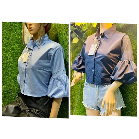 Fancy Solid Shirt For Women Pack Of 2