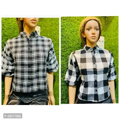 Fancy Cotton Blend Checked Shirt For Women Pack Of 2