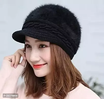 Stylish Black Wool Beanie Cap For Women And Girls-thumb0