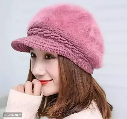 Stylish Purple Wool Beanie Cap For Women And Girls-thumb0