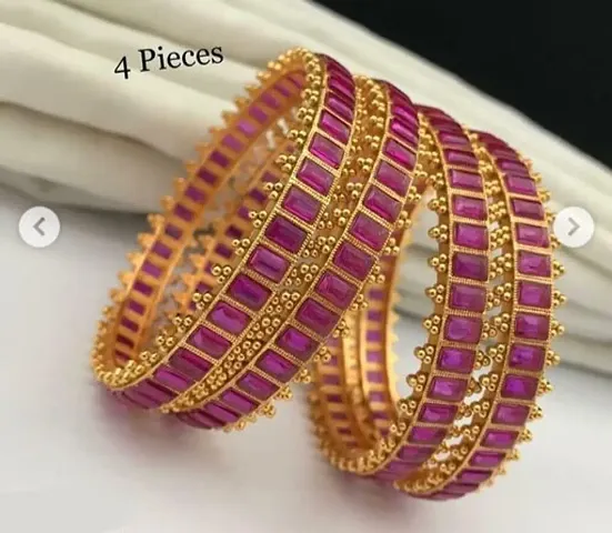 Gold Plated Brass Beads Bangles for Womens