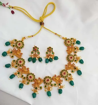 Diva Beautiful Golden Beads Choker Jewellery Sets