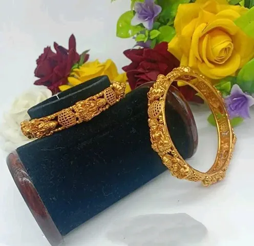 Traditional Gold Plated Brass Bangle Set