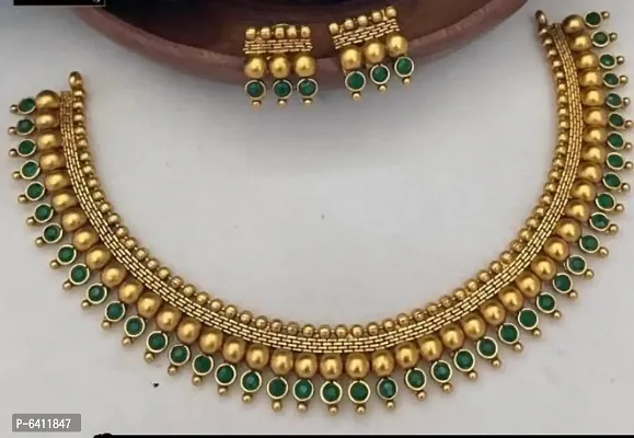 Green Brass  Necklace Set for Women