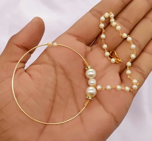 Classic Golden Brass Beads Bejeweled Nosepins