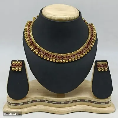 Trendy Golden Kundan Jewellery Set With Earrings For Women