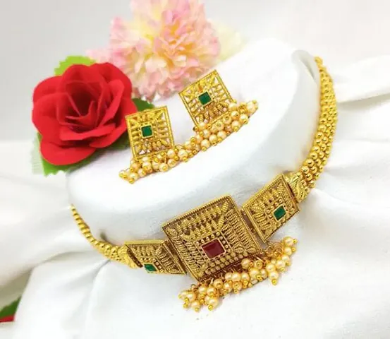 Traditional Alloy Gold Plated Necklace Set