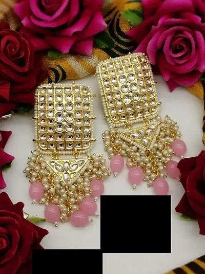 Myra Voguish Brass Pearl Drop Earrings
