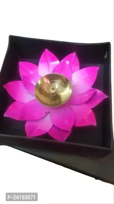 Pink Brass Diya For Puja Pink-thumb0