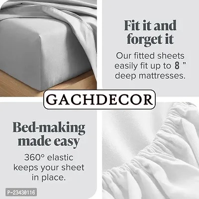 GACHDECOR 72 x 78 King Size Cotton Feel Glace Cotton Elastic Fitted King Size Double Bed Bedsheet with 2 Pillow Covers- (Pink-Dot)-thumb4