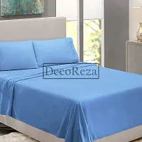 DECOREZA Glace Cotton Plain Solid Bedsheet for Single Bed with One Pillow Cover for Hotels |Home |Hospital |Guest House (Sky Blue, Single Bed)-thumb1