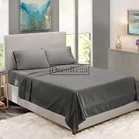 DECOREZA Glace Cotton Plain Solid Bedsheet for Single Bed with One Pillow Cover for Hotels |Home |Hospital |Guest House (Dark Grey, Single Bed)-thumb3