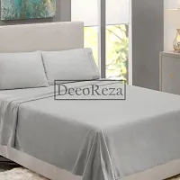 DECOREZA Glace Cotton Plain Solid Bedsheet for with Pillow Cover for Hotels |Home |Hospital |Guest House (Single Bed, Silver Grey)-thumb1