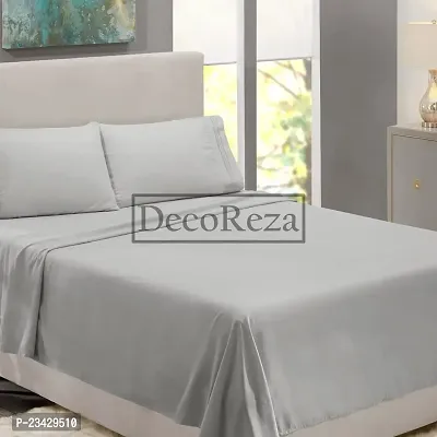 DECOREZA Glace Cotton Plain Solid Bedsheet for with Pillow Cover for Hotels |Home |Hospital |Guest House (Single Bed, Silver Grey)-thumb2