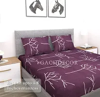 GACHDECOR Cotton All Around Elastic Fitted Queen Size Double Bed Bedsheet With 2 Large Pillow Covers Fits Upto Mattress Of 8 In, Size - 60 X 78 X 8 In, Maroon Tree-thumb2