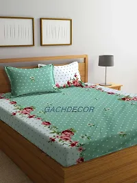 Fancy Glace Cotton Floral Fitted Elastic 2 Bedsheet With 4 Pillow Covers-thumb1