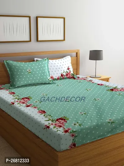 Fancy Glace Cotton Floral Fitted Elastic 2 Bedsheet With 4 Pillow Covers-thumb2