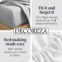 DECOREZA 210 TC Cotton Feel All Around Elastic Fitted Queen Size Double Bed Bedsheet with 2 Large Pillow Covers Fits Upto Mattress of 8 Inches,Size - 60 x 78 x 8 Inches (Brown Geomatric)-thumb3