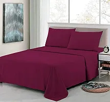 DECOREZA Glace Cotton Plain Solid  Striped Bedsheet for Double Bed with Two Pillow Covers for Hotels |Home |Hospital |Guest House (Wine, Double Bed Solid)-thumb4