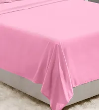 DECOREZA Glace Cotton Plain Solid Bedsheet for with Pillow Cover for Hotels |Home |Hospital |Guest House (Single Bed, Pink)-thumb2