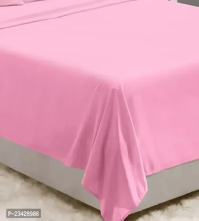 DECOREZA Glace Cotton Plain Solid Bedsheet for with Pillow Cover for Hotels |Home |Hospital |Guest House (Single Bed, Pink)-thumb3