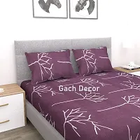 Gach Decor Premium Cotton Elastic Fitted Bedsheets King Size with 2 Pillow Covers | Double Bed with All Around Elastic Fitted 220 TC Super Soft | Size - 72 x 78+8 inches (Maroon Tree)-thumb2