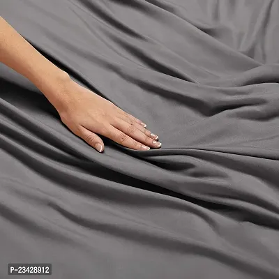 DECOREZA Glace Cotton Plain Solid Bedsheet for Single Bed with One Pillow Cover for Hotels |Home |Hospital |Guest House (Dark Grey, Single Bed)-thumb3