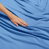 DECOREZA Glace Cotton Plain Solid Bedsheet for Single Bed with One Pillow Cover for Hotels |Home |Hospital |Guest House (Sky Blue, Single Bed)-thumb4