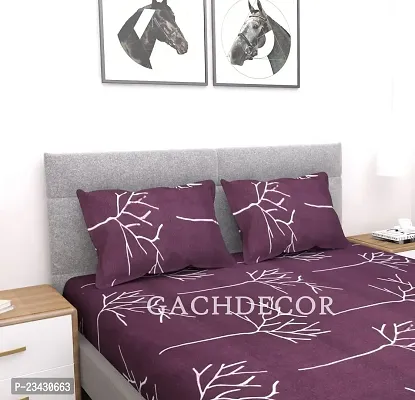 GACHDECOR All Around Elastic Fitted Queen Size Double Bed Bedsheet with 2 Large Pillow Covers Fits Upto Mattress of 8 Inches, Size - 60 x 78 Inches, Maroon Tree-thumb2