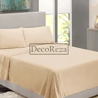 DECOREZA Glace Cotton Plain Solid Bedsheet for with Pillow Cover for Hotels |Home |Hospital |Guest House (Single Bed, Ivory)-thumb1