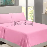 DECOREZA Glace Cotton Plain Solid Bedsheet for with Pillow Cover for Hotels |Home |Hospital |Guest House (Single Bed, Pink)-thumb1