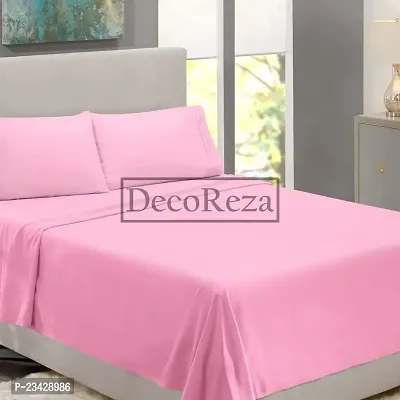 DECOREZA Glace Cotton Plain Solid Bedsheet for with Pillow Cover for Hotels |Home |Hospital |Guest House (Single Bed, Pink)-thumb2